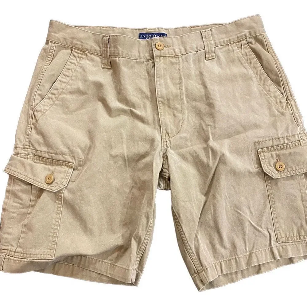 U.S. Polo Assn size 38W men's shorts cargo pockets khaki